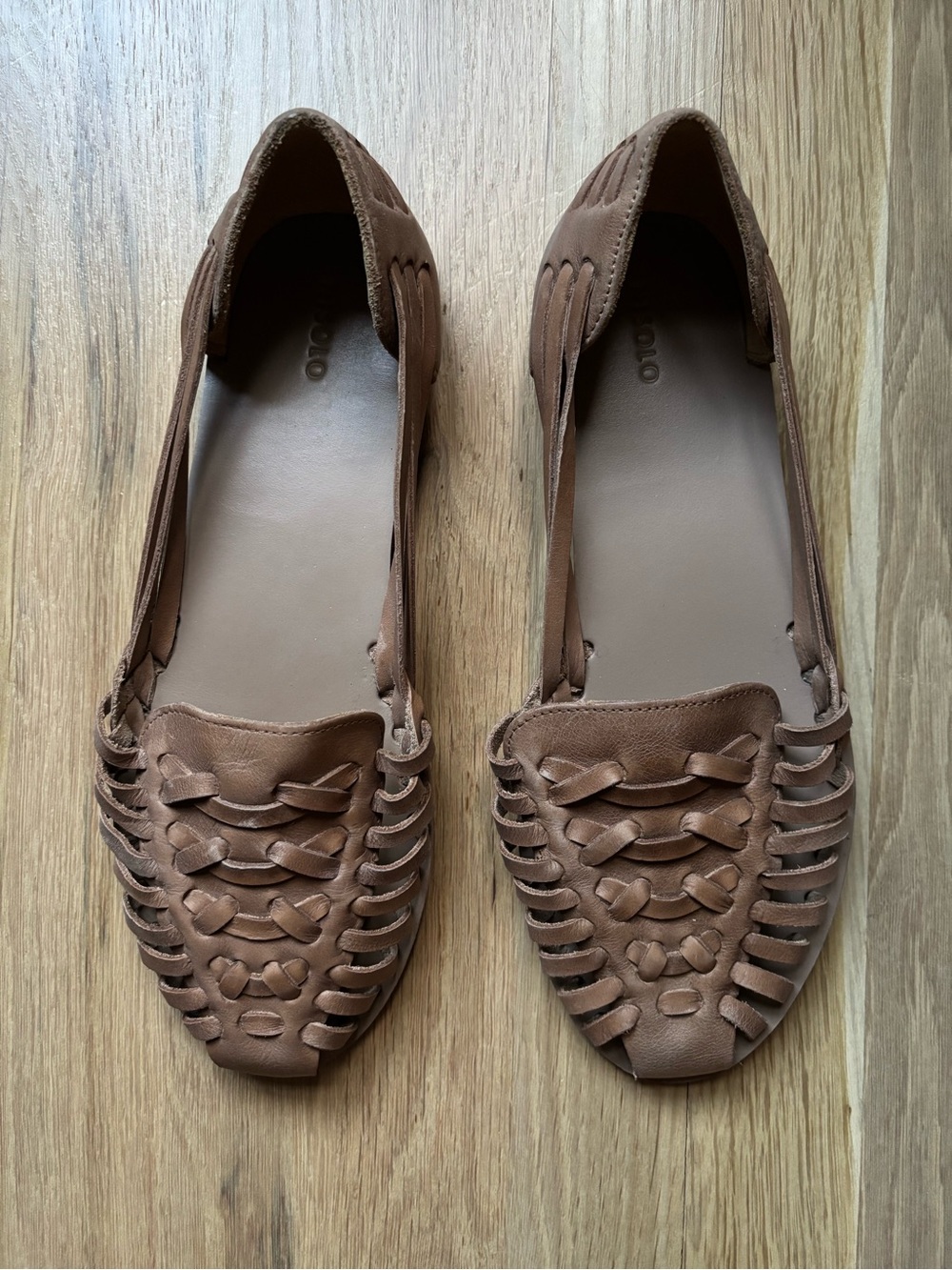 NWT Nisolo Brown Almond Leather Huarache Flats - Women